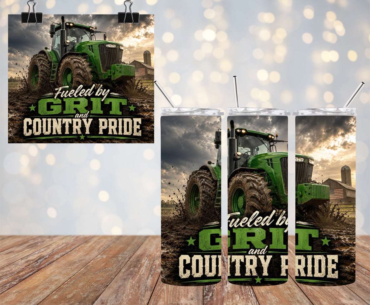 Fueled by Grit and Country Pride 20oz Tumbler