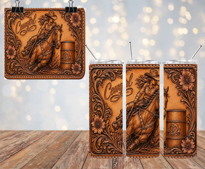 Leather Barrel Racer Patch 20oz Tumbler & Freshie Set