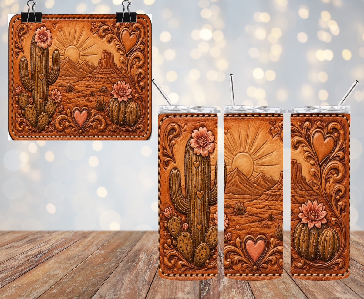 Leather Cactus Patch 20oz Tumbler & Freshie Set