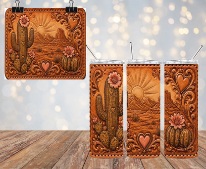 Leather Cactus Patch 20oz Tumbler & Freshie Set