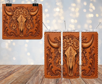 Light Leather Bull Patch 20oz Tumbler & Freshie Set