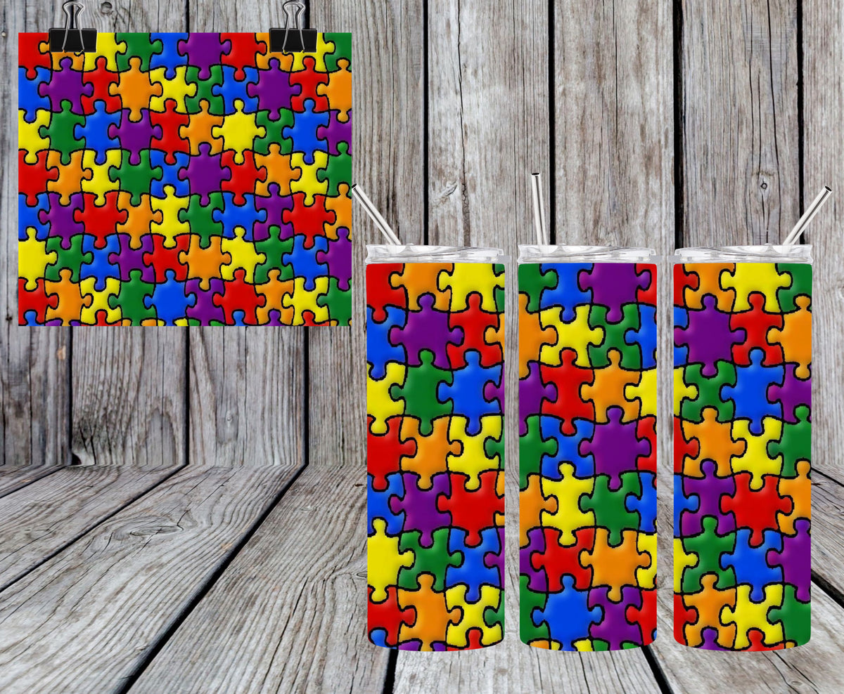 Autism Puzzle 20oz Tumbler & Freshie Set