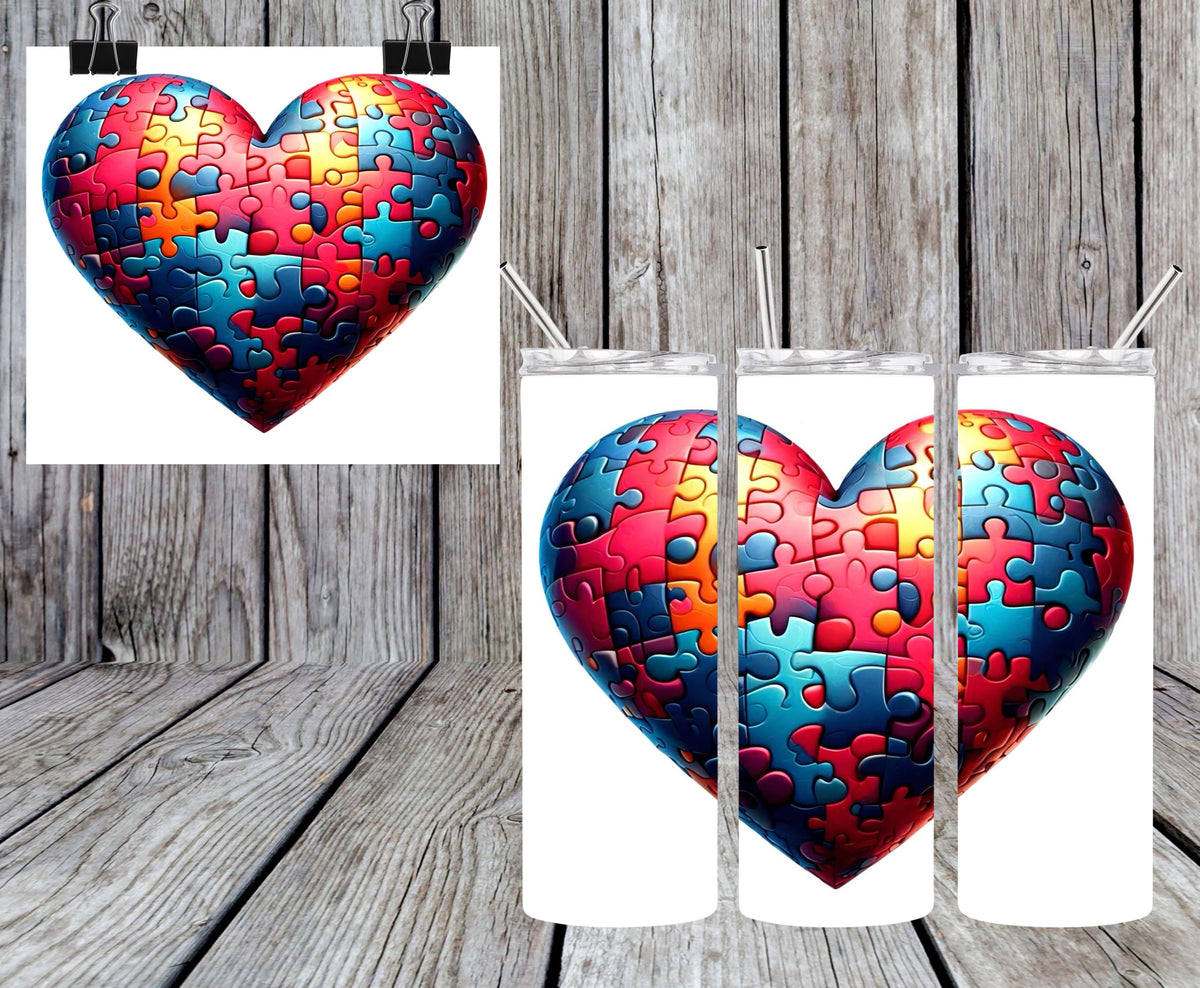 Autism Heart 20oz Tumbler & Freshie Set