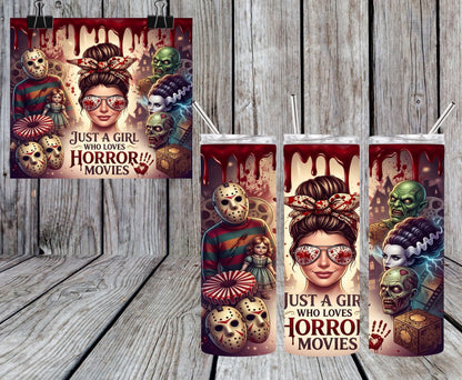 Just A Girl Who Loves Horror Movies 20oz  Tumbler & Freshie Set