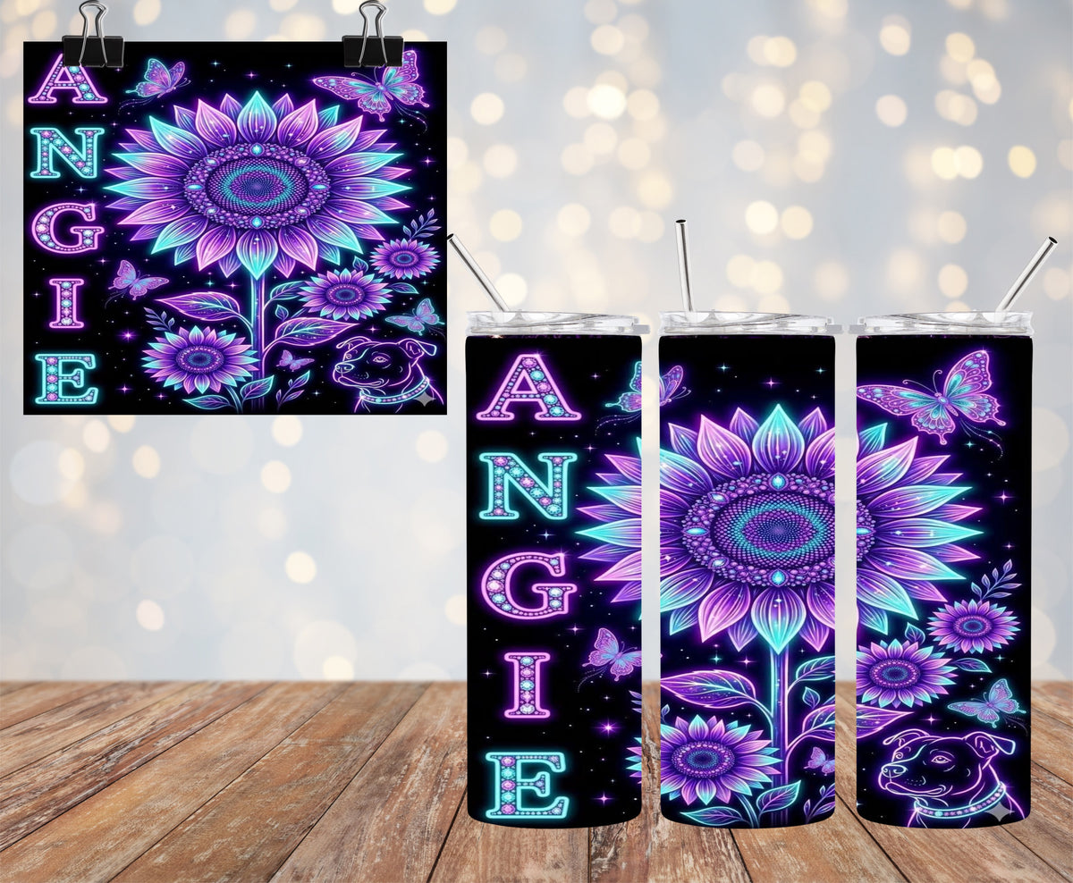 Custom Neon Sunflower 20oz Tumbler