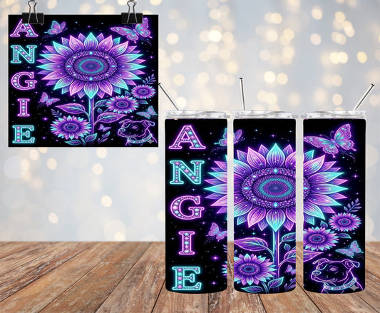 Custom Neon Sunflower 20oz Tumbler